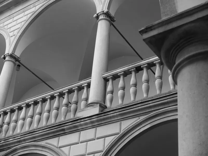 Architecture of the italian patio in the center of Lviv